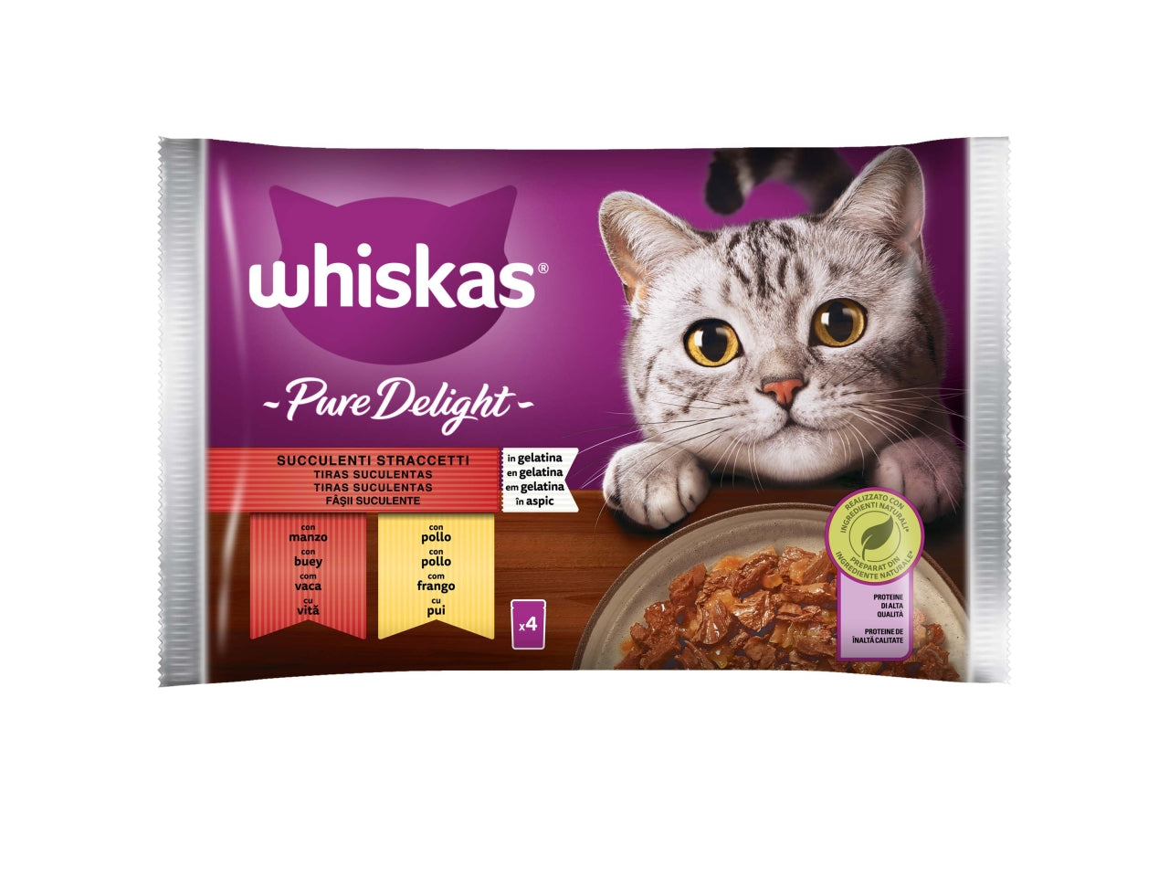 Whiskas pure delig. succ. stracc.4x85g $