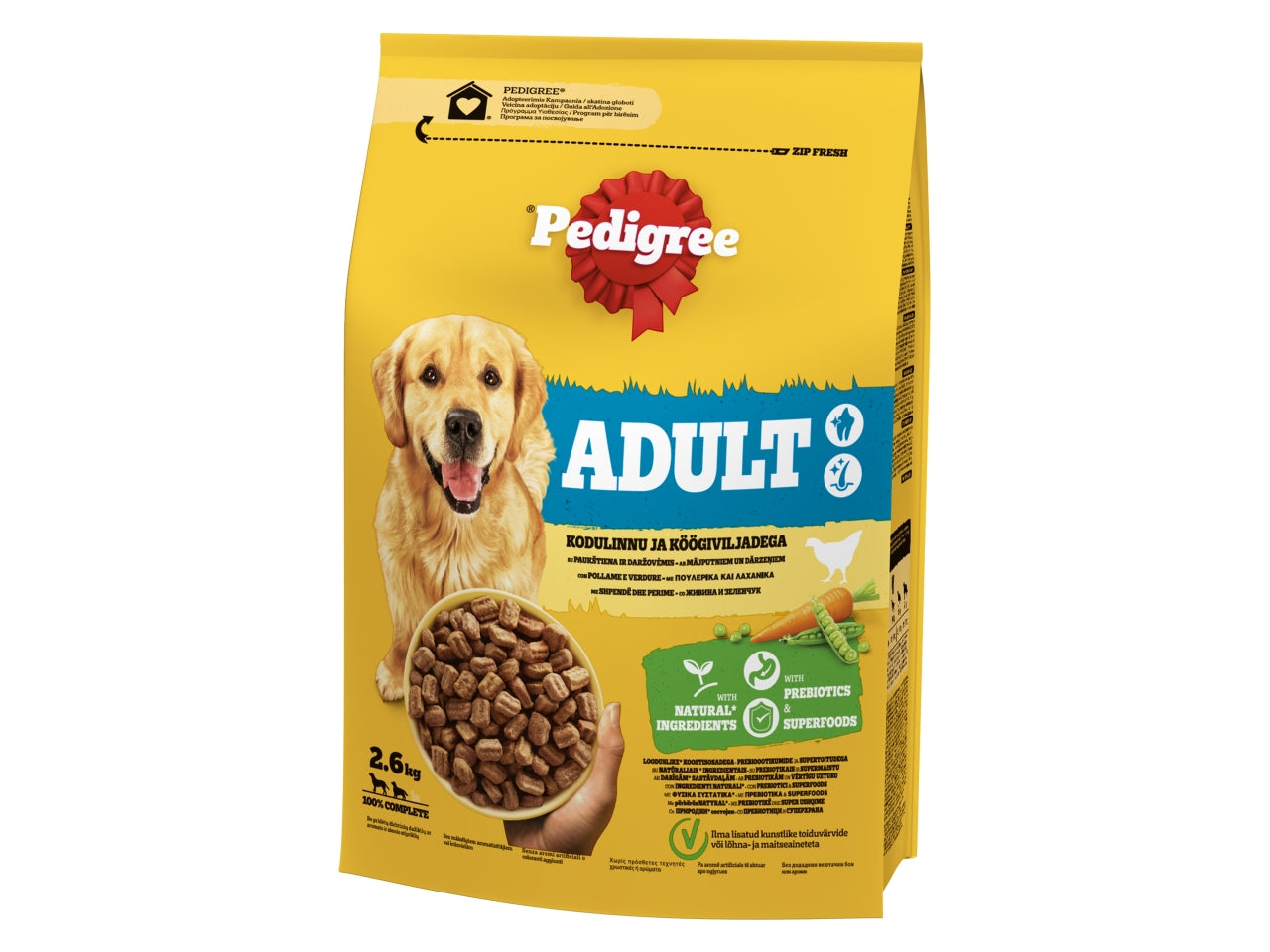 Pedigree adult pollame verdure 2,6kg $