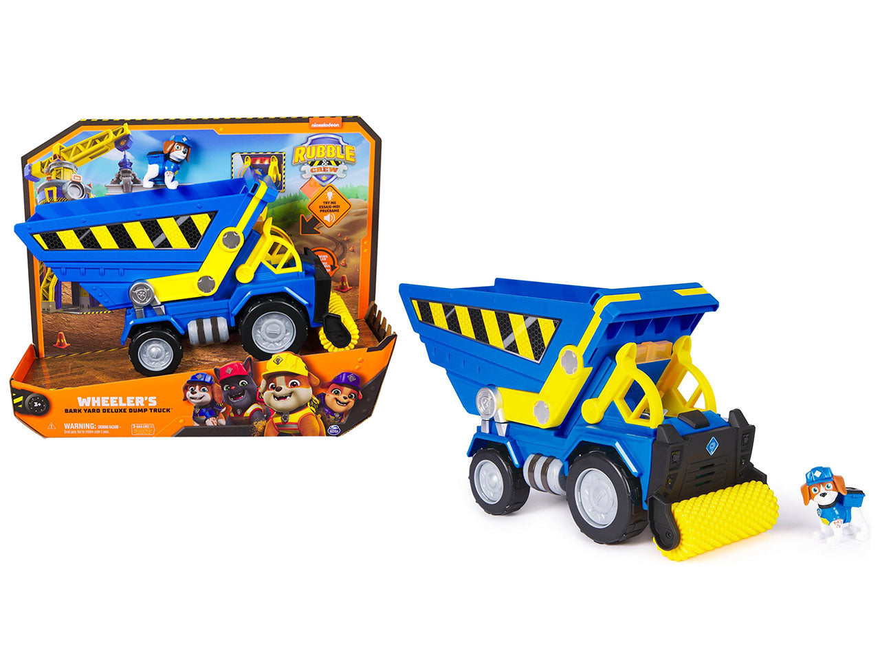 Rubble & Crew camion ribaltabile con luci e suoni di Rubble, con personaggio per bambini dai 3+ anni - Spin Master