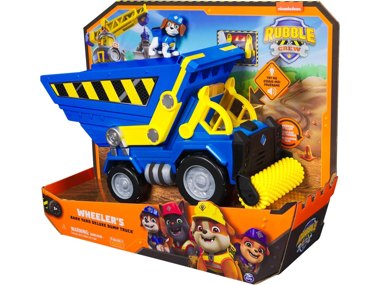 Rubble & Crew camion ribaltabile con luci e suoni di Rubble, con personaggio per bambini dai 3+ anni - Spin Master