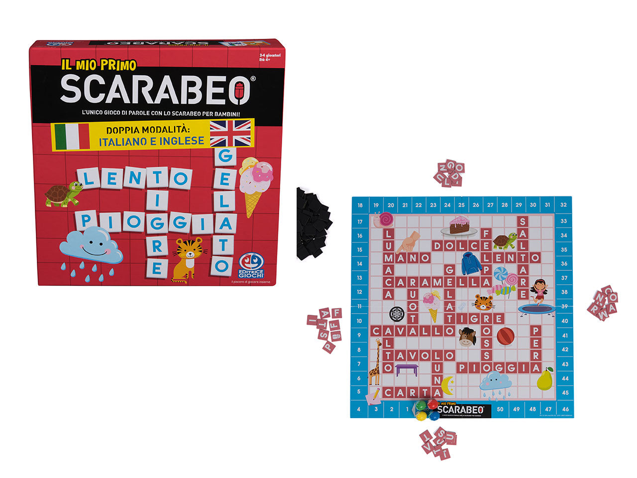 Il Mio Primo Scarabeo: Gioco Educativo Multicolor per Bambini 4+, 2-4 Giocatori, in Italiano e Inglese - Spin Master