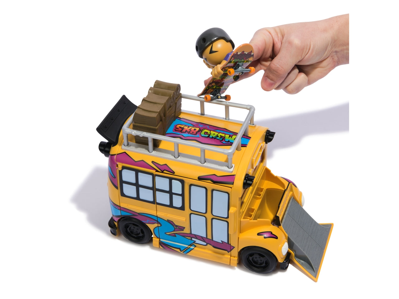 Bus trasformabile Tech Deck Skate Crew con personaggio per bambini da 5+ anni - Spin Master