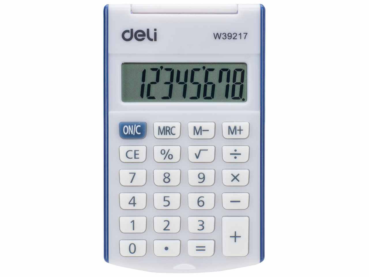 Calcolatrice 8 cifre tascabile in 4 colori assortiti con cover, a batteria 10x6 cm - Deli