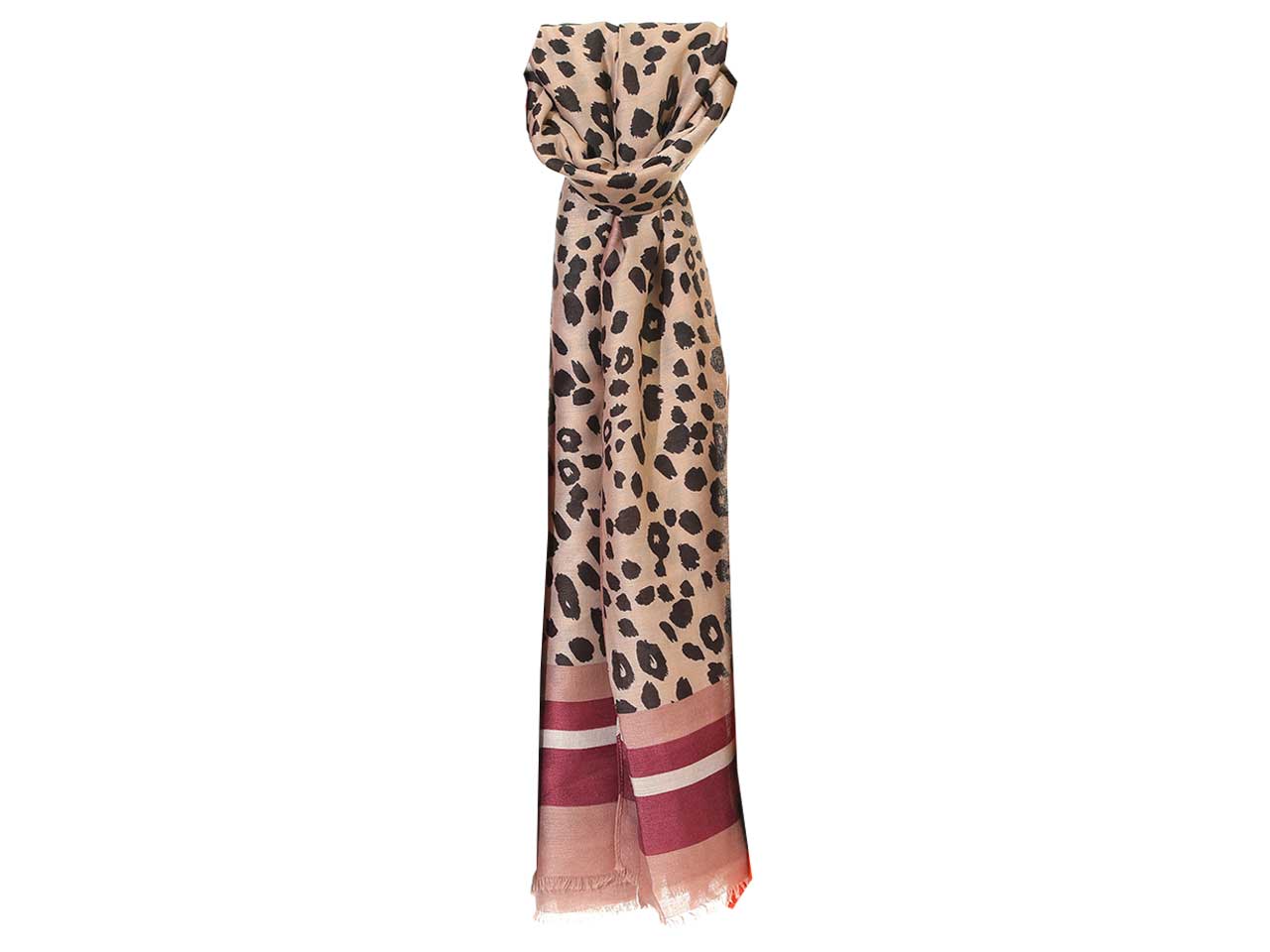 Sciarpa Gai Mattiolo animalier cipria e rosso mattone da donna 180x90 cm  Gai Mattiolo