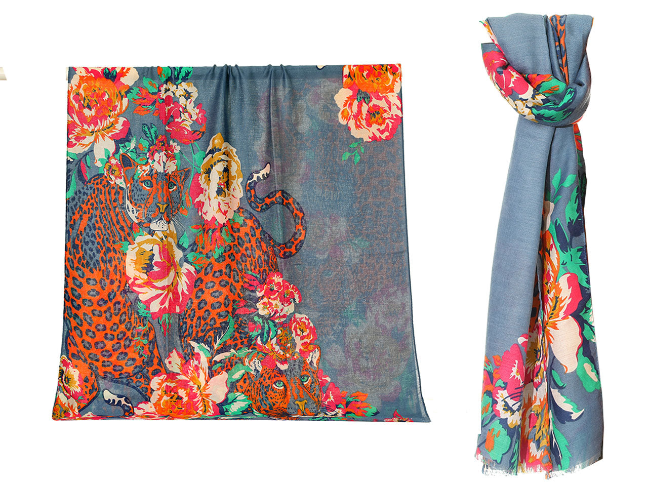 Sciarpa Gai Mattiolo animalier e floreale multicolor da donna 180x90 cm  Gai Mattiolo