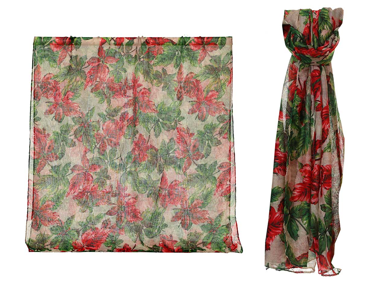 Sciarpa Gai Mattiolo rosso e verde floreale da donna 180x90 cm  Gai Mattiolo