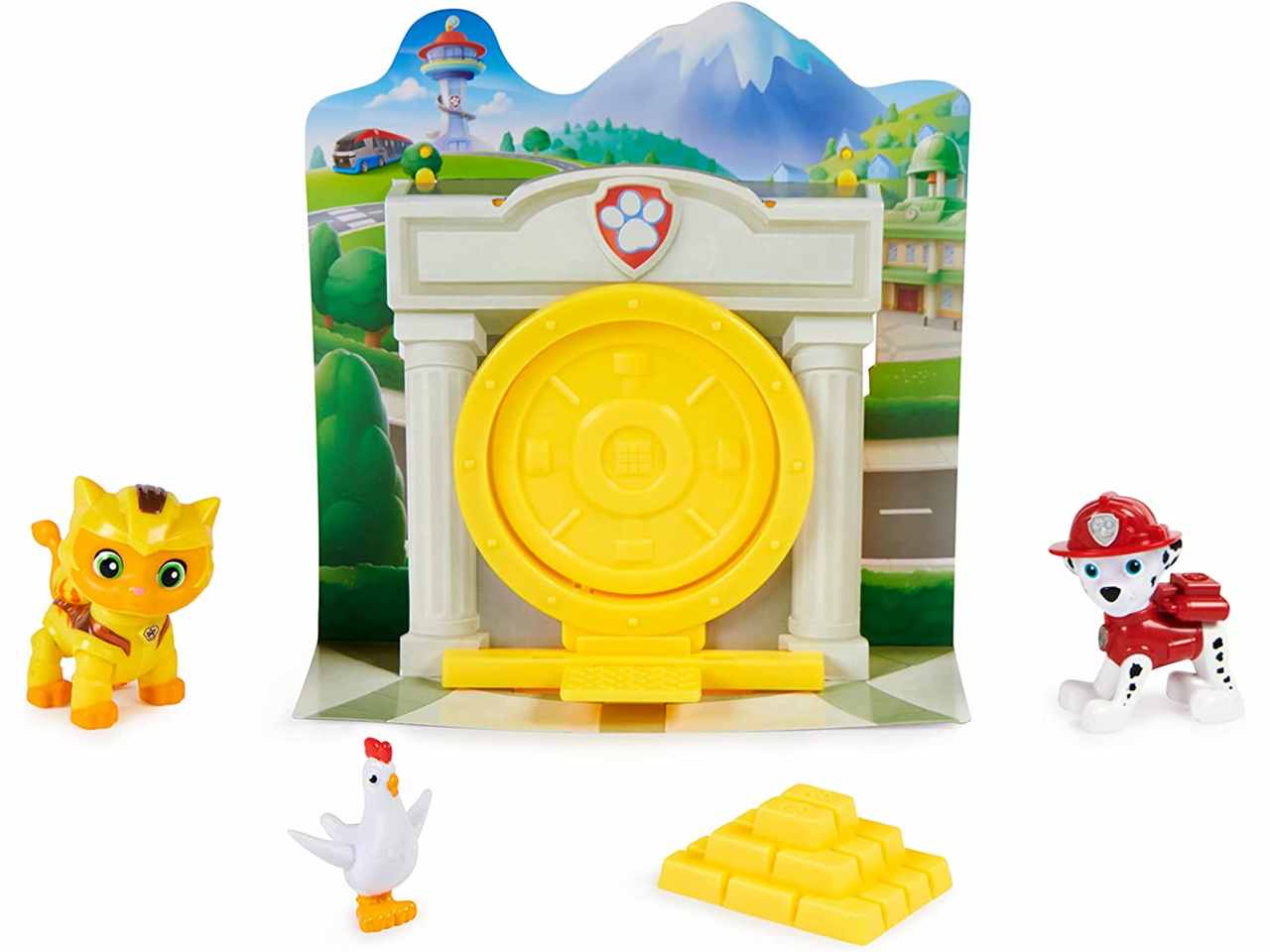 Paw patrol mini playset di salvataggio cat pack con 3 personaggi assortiti