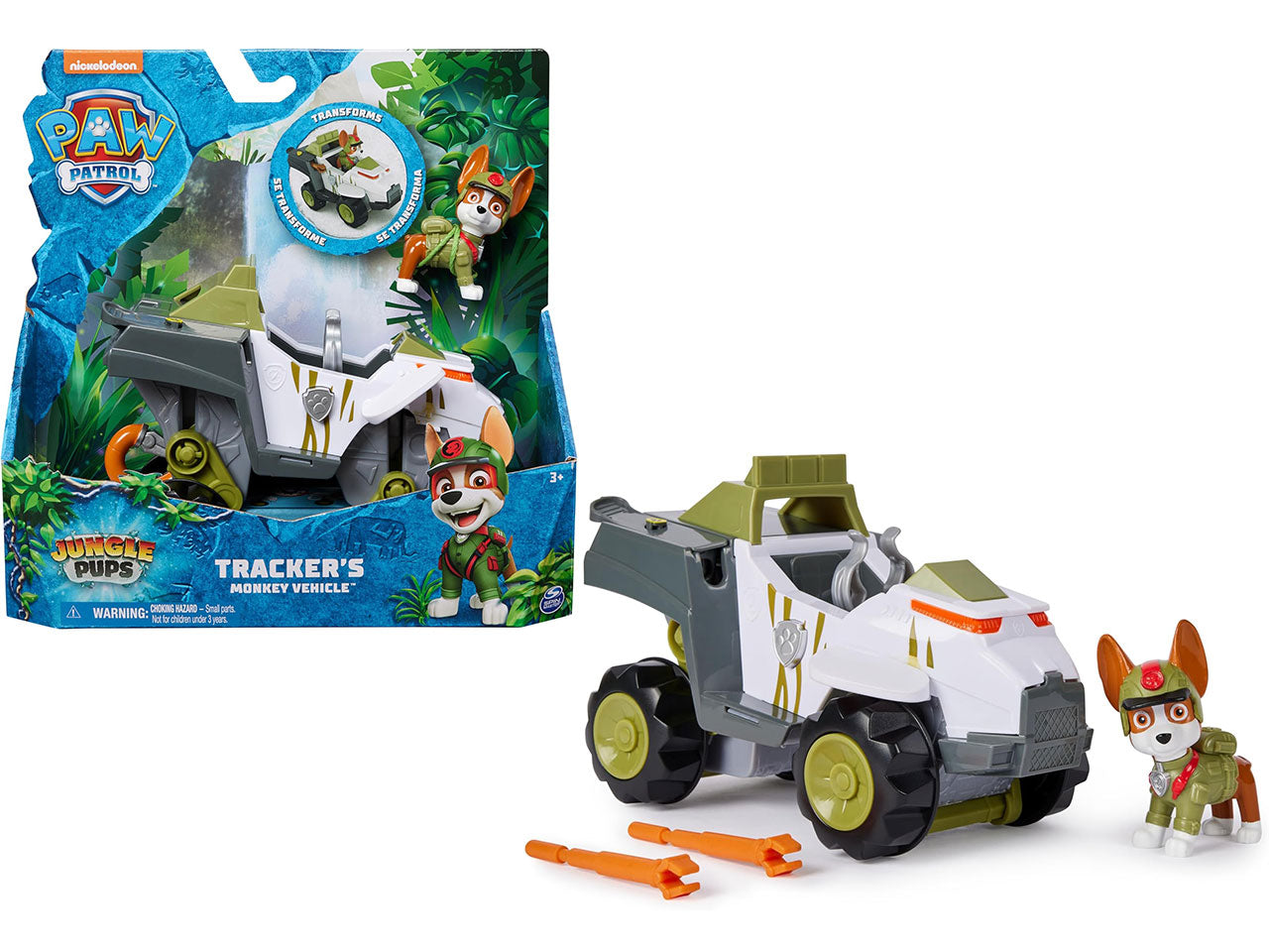 Paw Patrol veicolo giungla trasformabile con lanciamissili di Tracker, per bambini dai 3+ anni - Spin Master