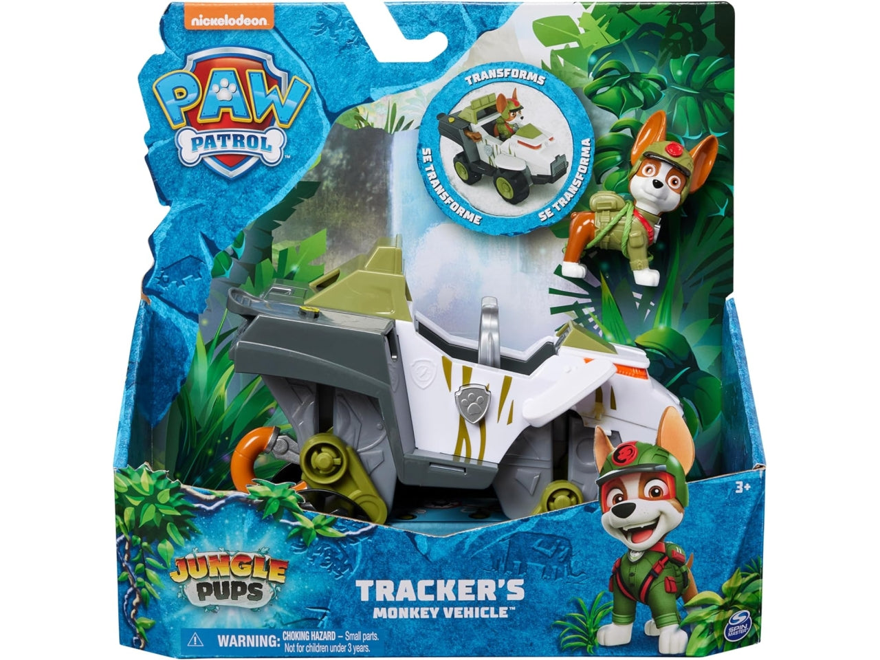 Paw Patrol veicolo giungla trasformabile con lanciamissili di Tracker, per bambini dai 3+ anni - Spin Master