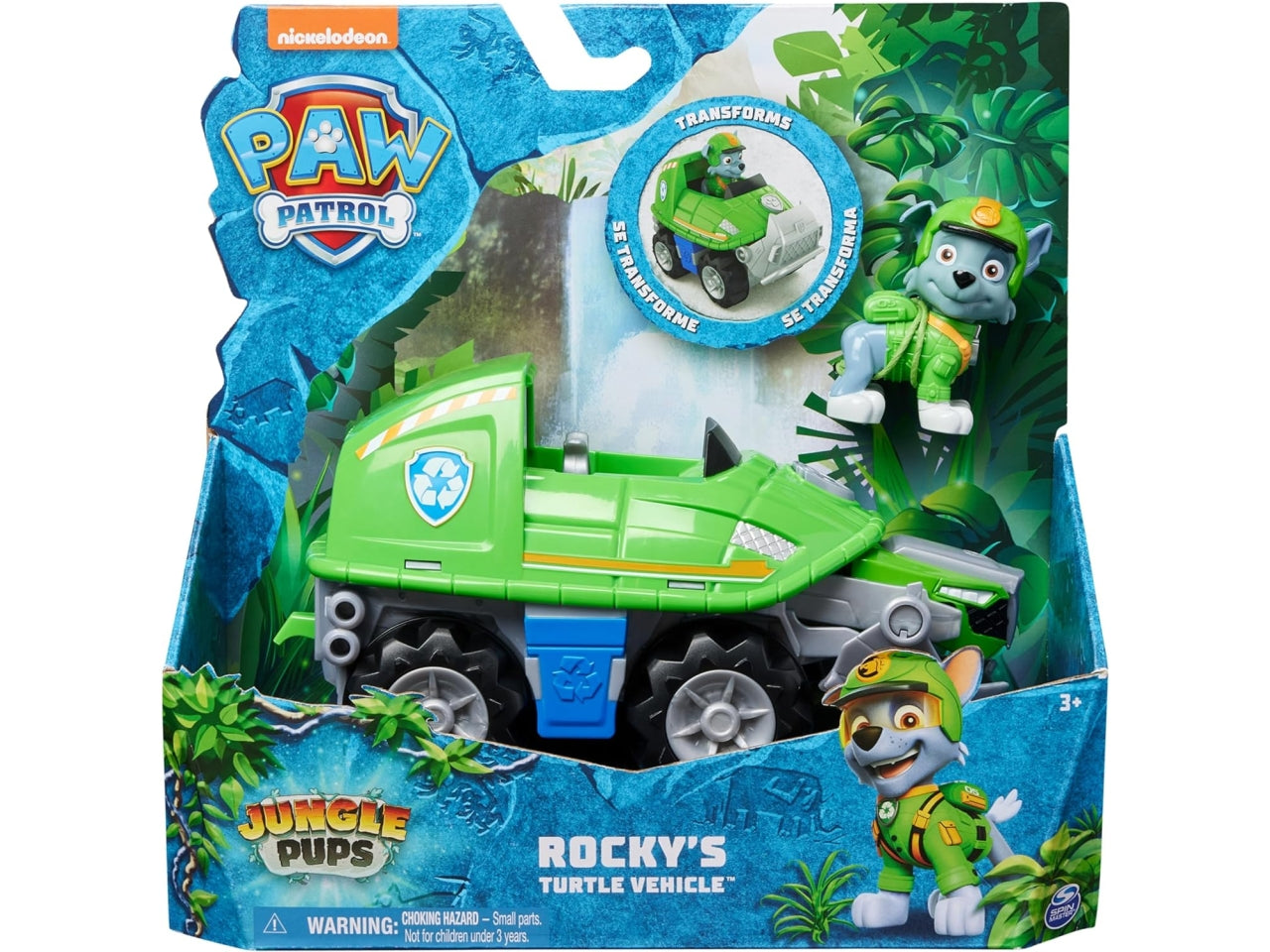 Paw Patrol veicolo giungla tartaruga di Rocky, per bambini dai 3+ anni - Spin Master