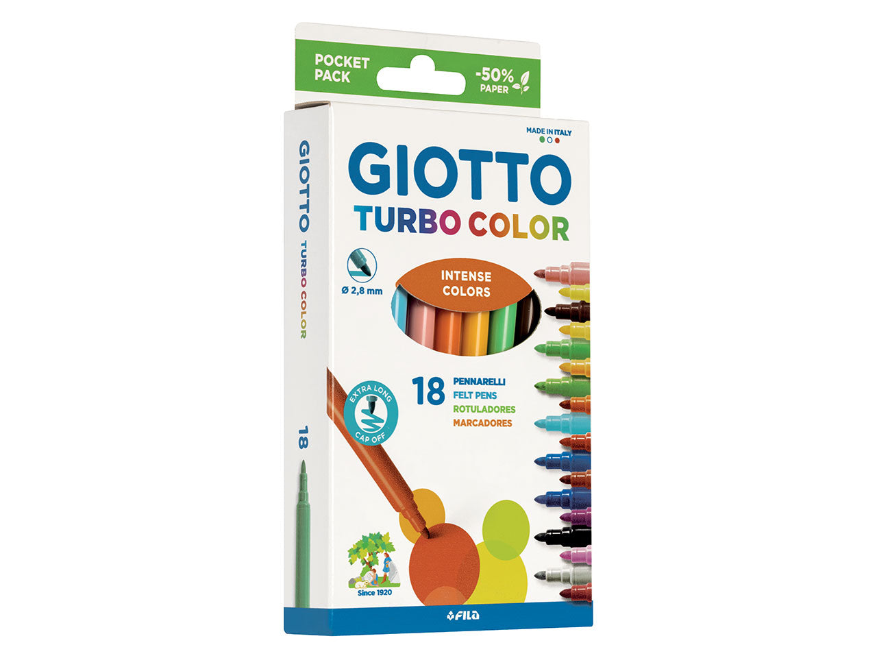 Pennarelli giotto turbocolor la confezione contiene 18 pezzi