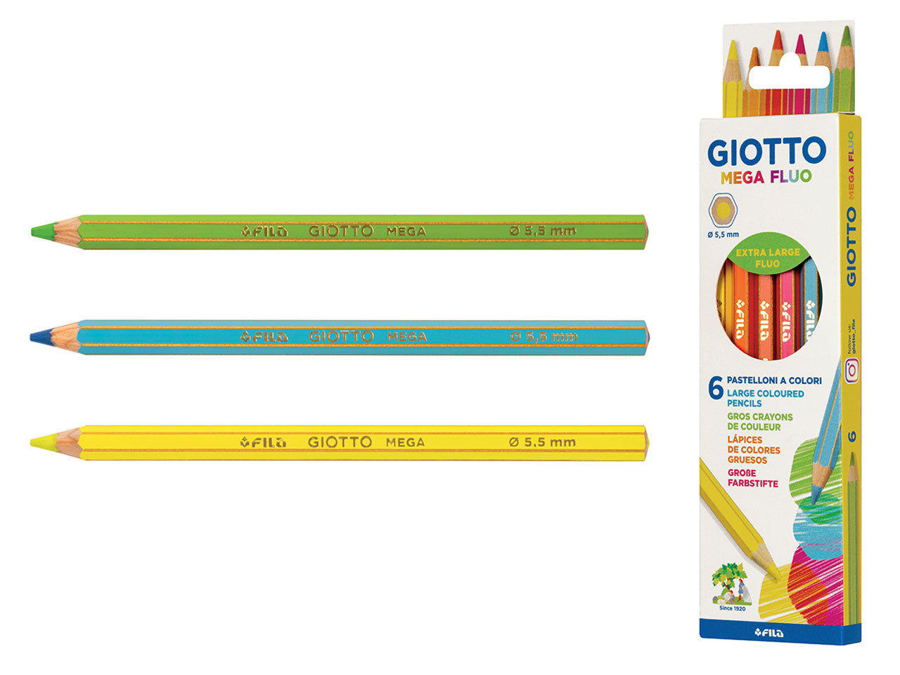 Pastelli giotto mega 6pz fluo 225700