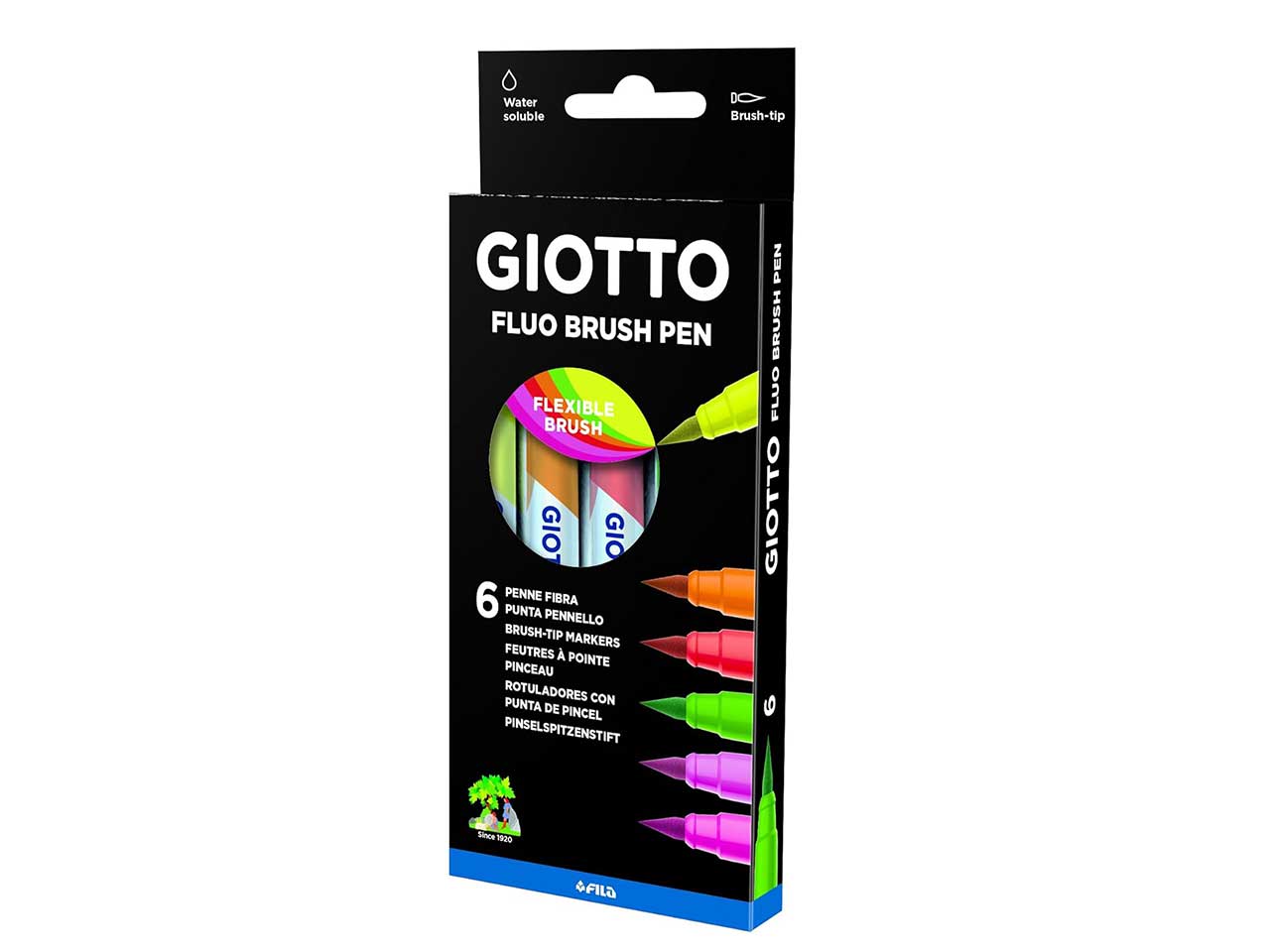 Pennarelli giotto soft brush fluo - la confezione contiene 6pz