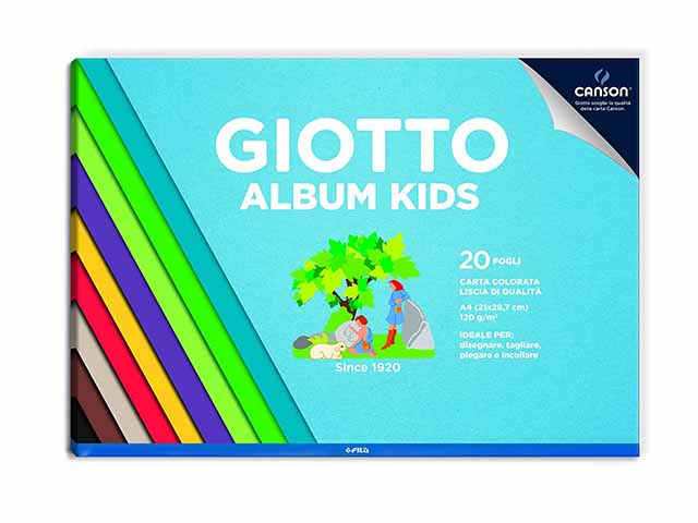 Album da disegno Giotto colorato Kids A4, 20 fogli, liscio 120gr