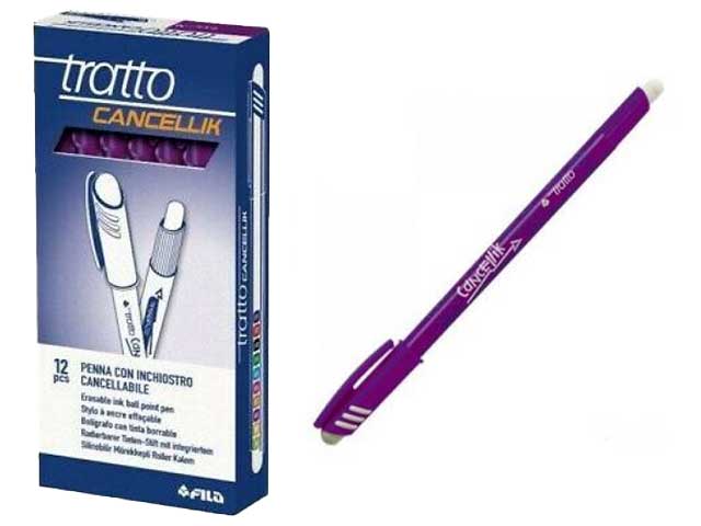 Penna a sfera Fila Tratto Cancellik, con inchiostro cancellabile, con cappuccio viola 0,7 mm