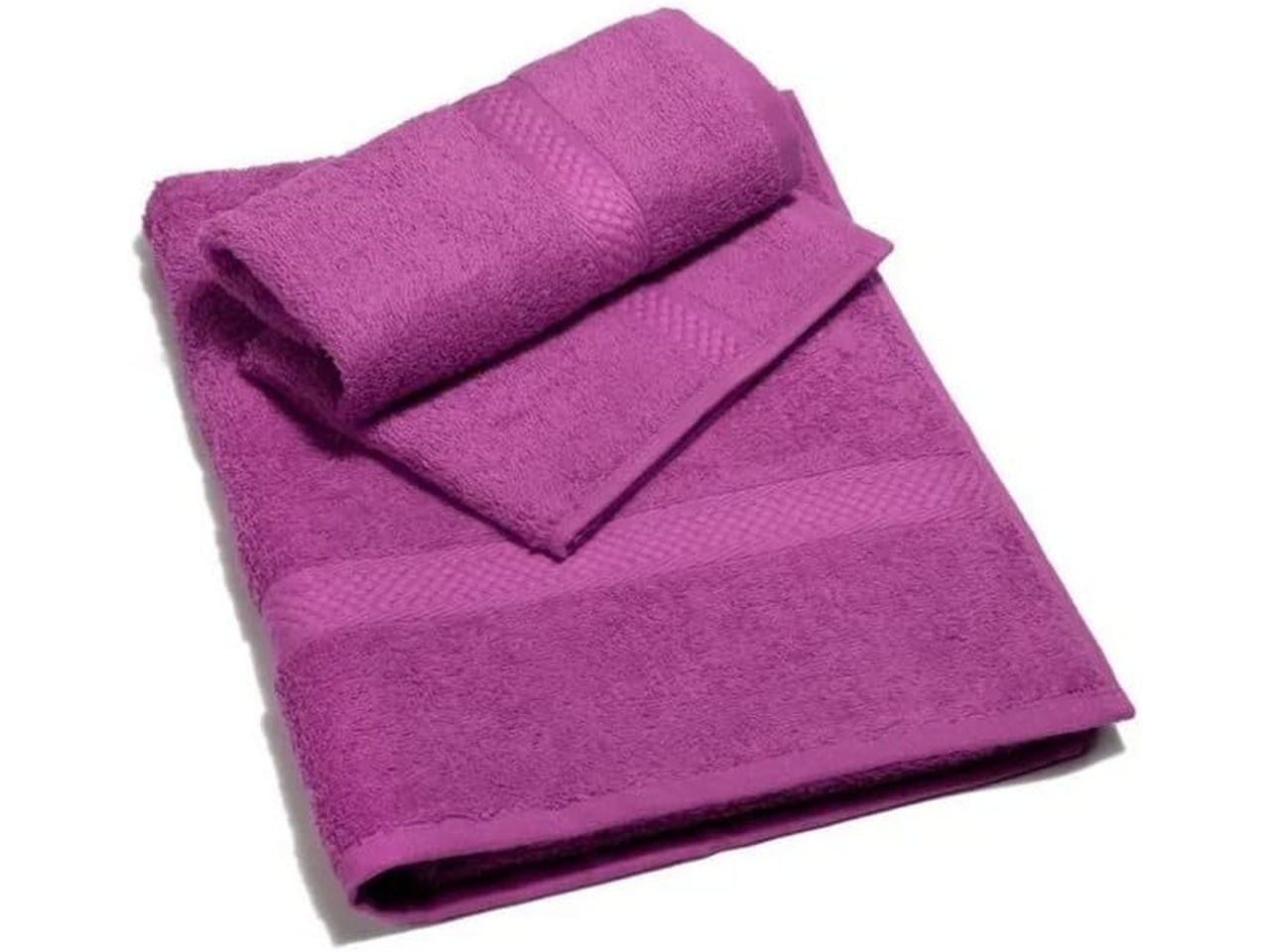 Asciugamano da bagno 55x100cm e ospite 40x60cm fucsia in cotone 450gr/mq - Caleffi