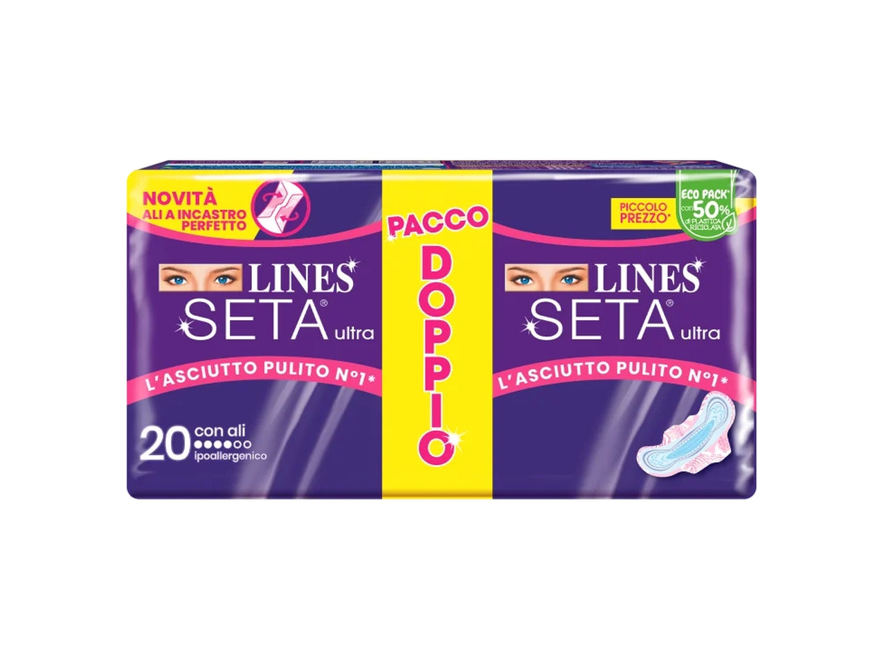 Lines seta ultra doppio con ali - 20 assorbenti $