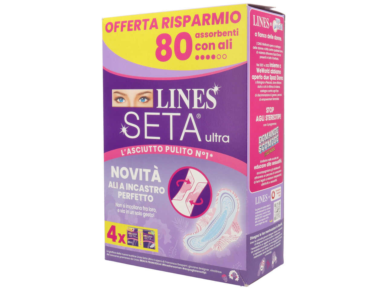 Lines seta assorbenti ultra giorno con ali - confezione da 80 assorbenti$