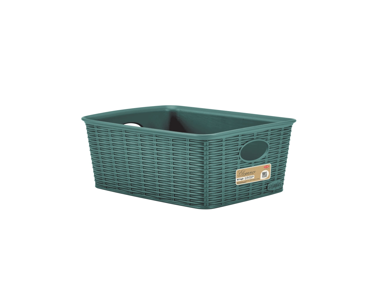 Cestino Elegance M high verde foresta in plastica 30989 - 25x19,5x10 cm - Stefanplast