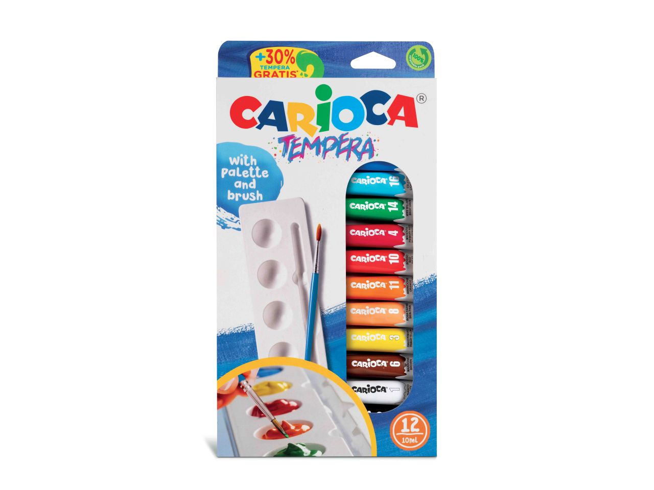 Carioca tempera tubetto 10 ml - la confezione contiene 12 pezzi