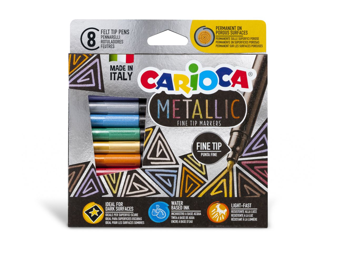 Carioca pennarelli metallic punta fine - la confezione comprende 8 pezzi