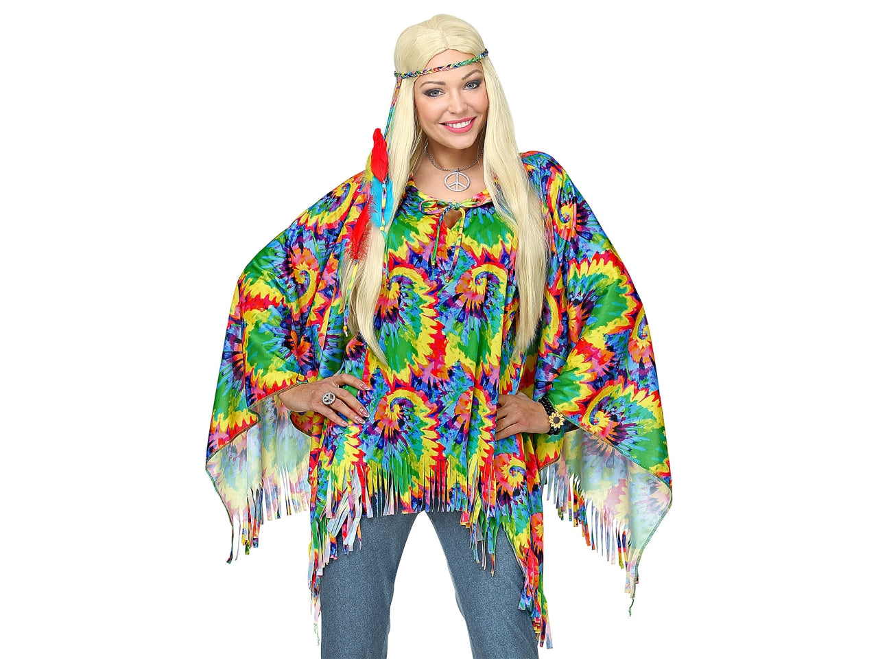 Set hippie psichedelica - il set comprende poncho e fascia per testa