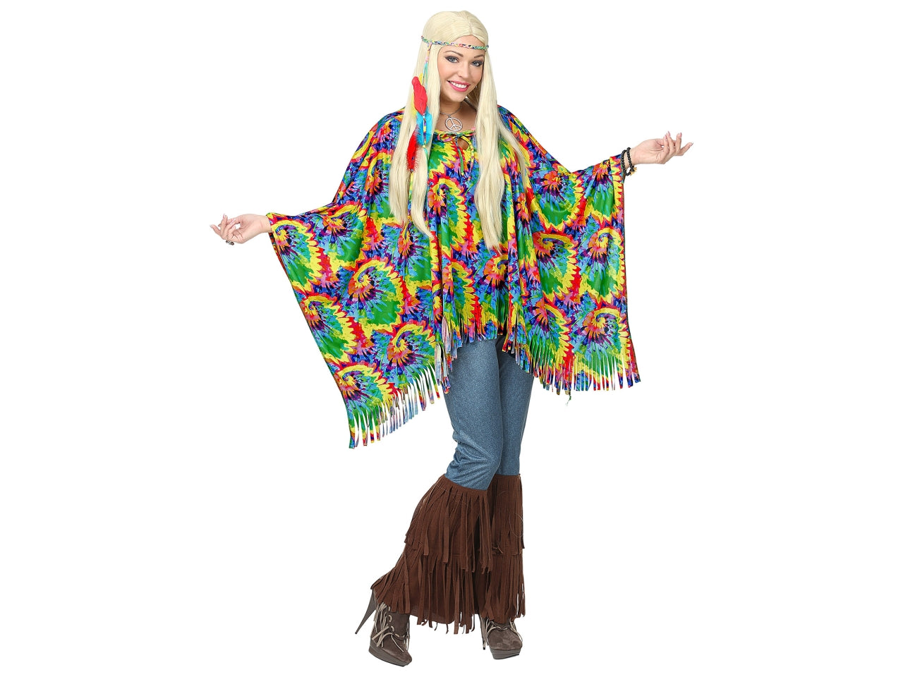 Set hippie psichedelica - il set comprende poncho e fascia per testa