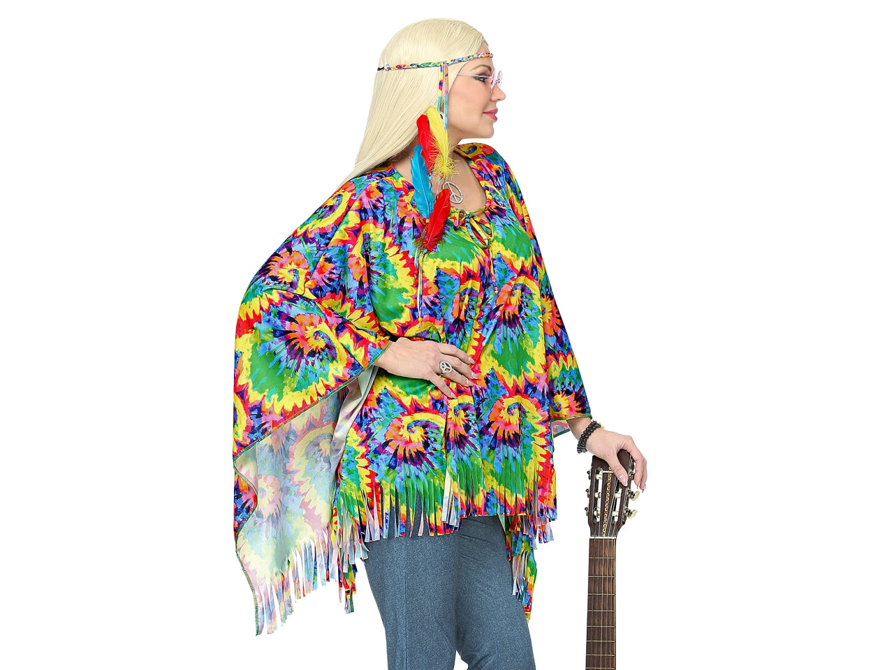 Set hippie psichedelica - il set comprende poncho e fascia per testa