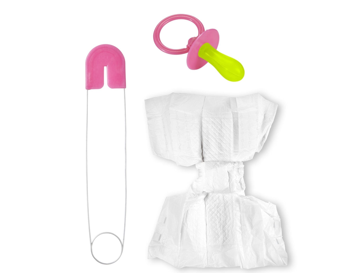 Set baby colore rosa - il set comprende pannolino spilla da balia e ciuccio