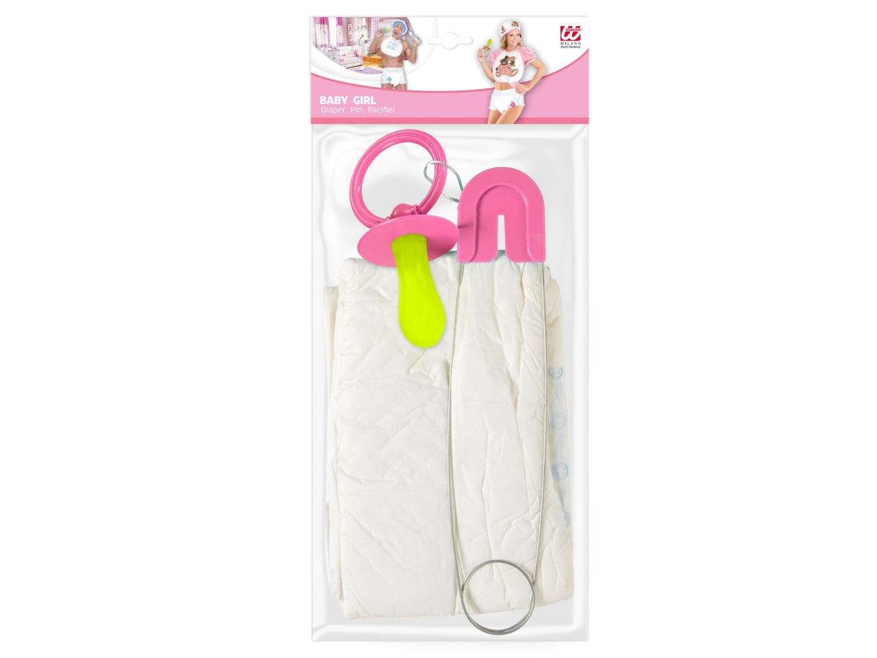Set baby colore rosa - il set comprende pannolino spilla da balia e ciuccio