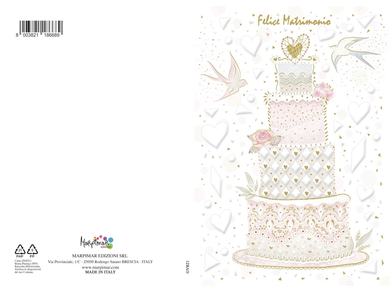 bsb - Biglietto di auguri per matrimonio, linea Premium – ottava – busta color crema