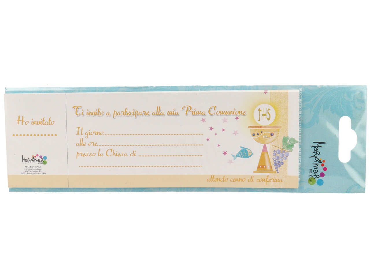 blocchetto inviti con 20 fogli per comunione e battesimo