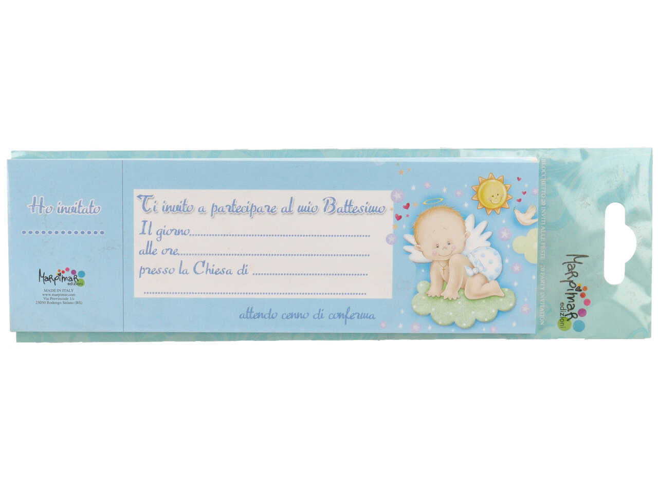 blocchetto inviti con 20 fogli per comunione e battesimo