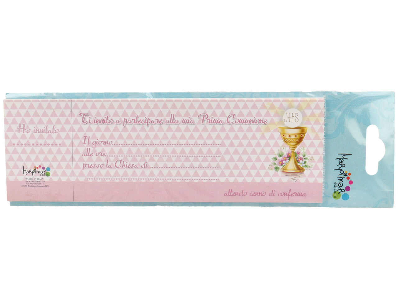 blocchetto inviti con 20 fogli per comunione e battesimo