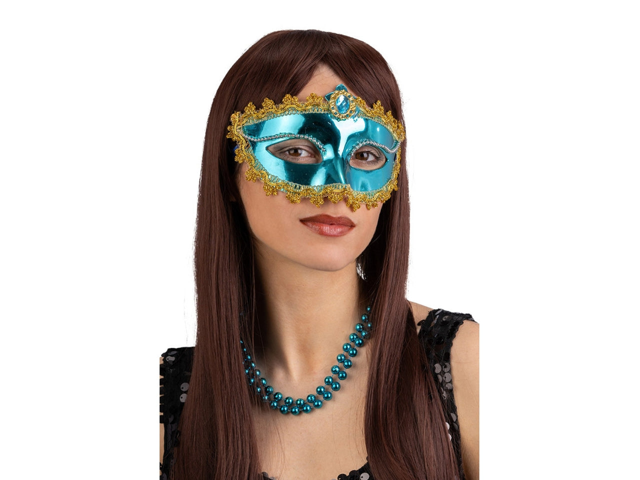 Maschera azzurra in platica con gemma