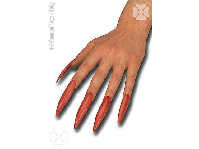 Unghie adesive colore rosso misura l.6cm - la confezione comprende 10 unghie