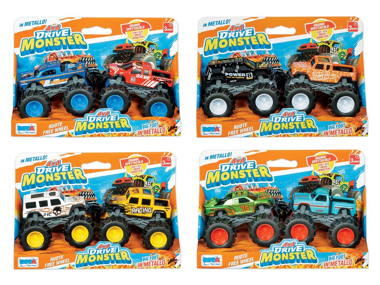 Set 2 pezzi die cast 4x4 drive monster