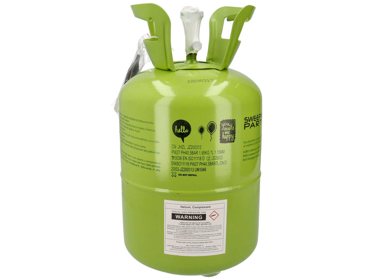 Bombola ad elio 7,1lt ad uso esclusivo per palloncini in lattice