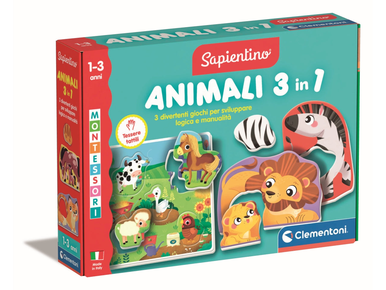 Montessori Baby - 3 Giochi Educativi sugli Animali per lo Sviluppo del Pensiero Logico | Clementoni