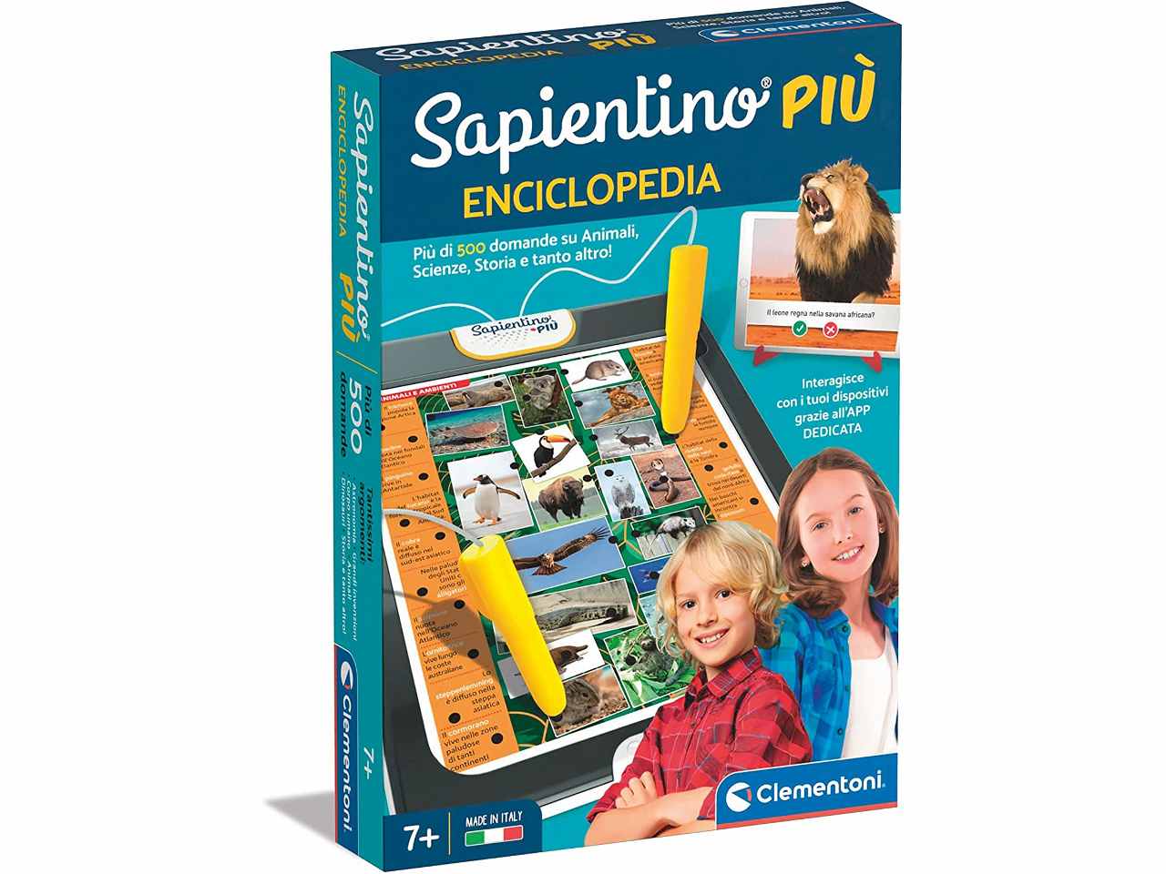 Sapientino EnciclopediaGioco Elettronico Quiz Animali, Corpo Umano, Dinosauri e Storia - Clementoni