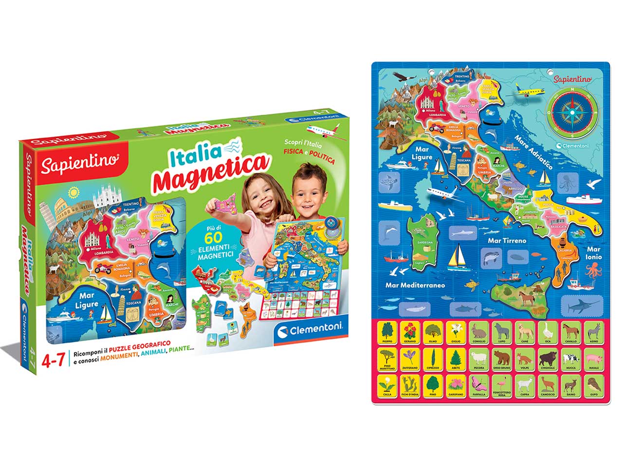 Sapientino GeoPuzzle Magnetico Italia Puzzle di Geografia - Clementoni