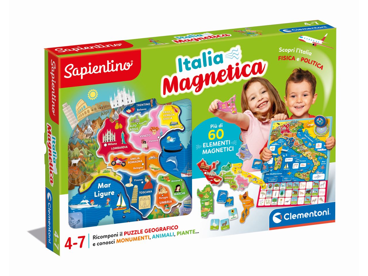 Sapientino GeoPuzzle Magnetico Italia Puzzle di Geografia - Clementoni