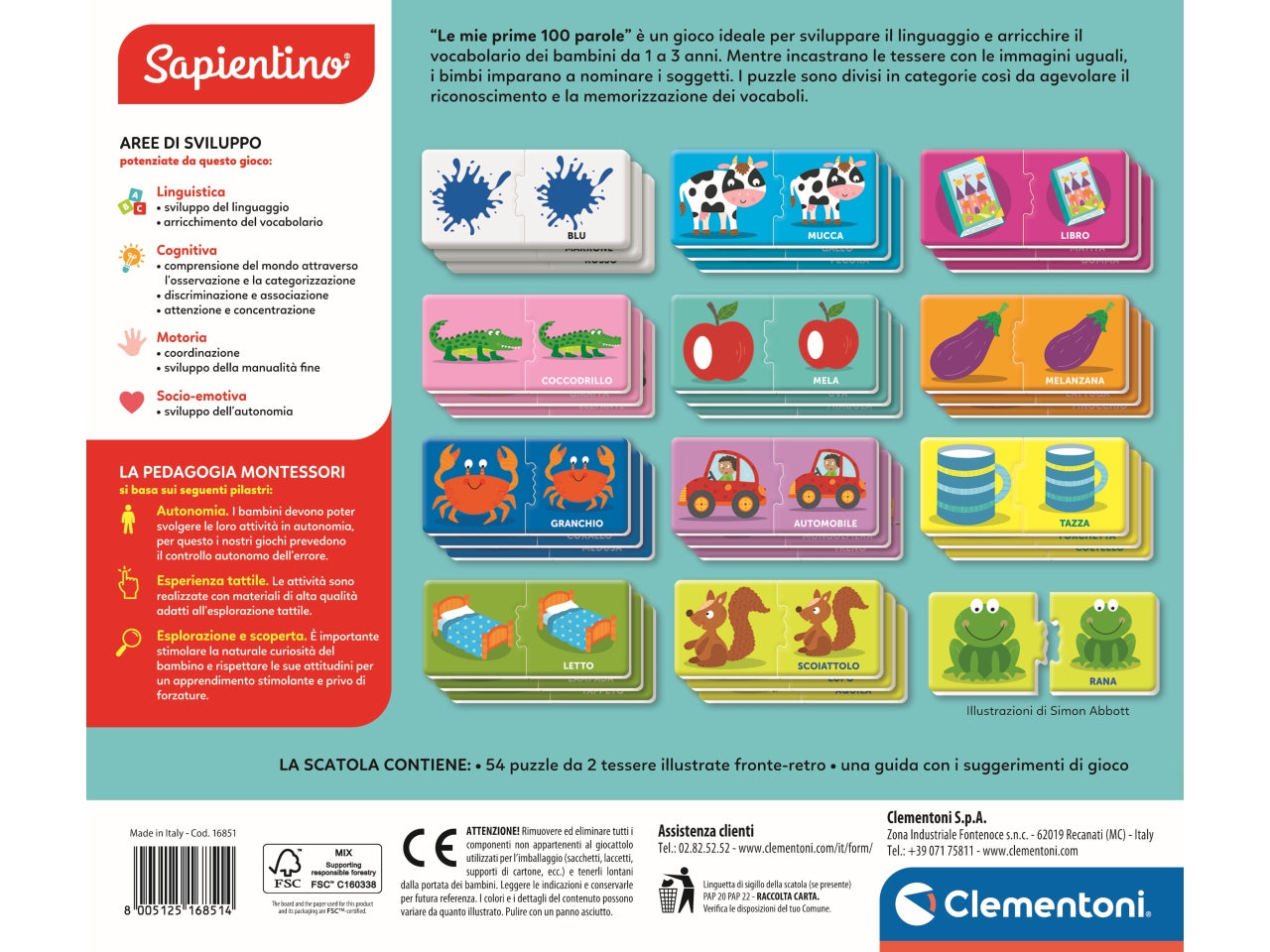 Gioco Educativo Montessori Baby Prime 100 Parole: per lo Sviluppo del Linguaggio - Clementoni