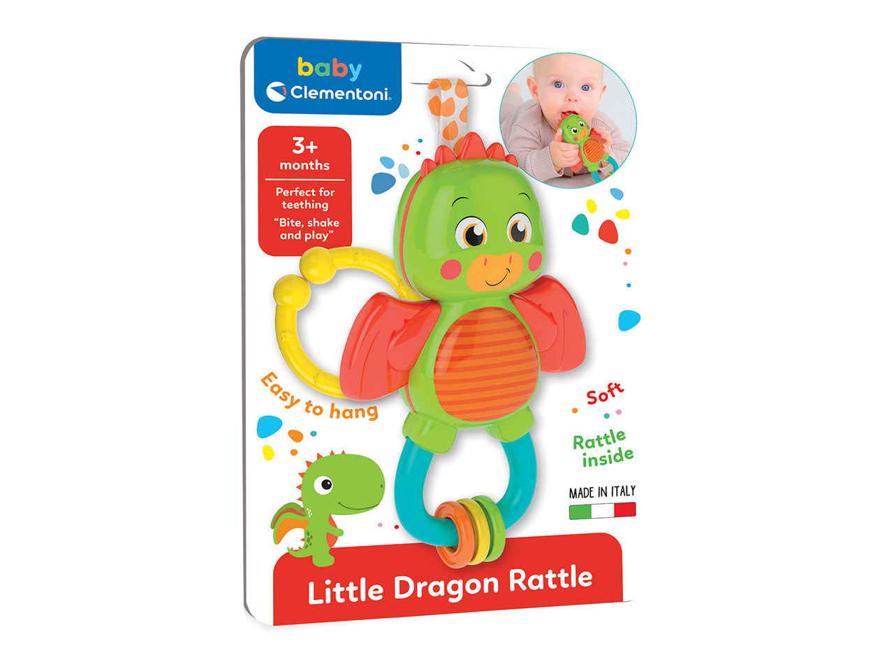 Little Dragon Rattle Sonaglio con Massaggiagengive Neonato - Clementoni