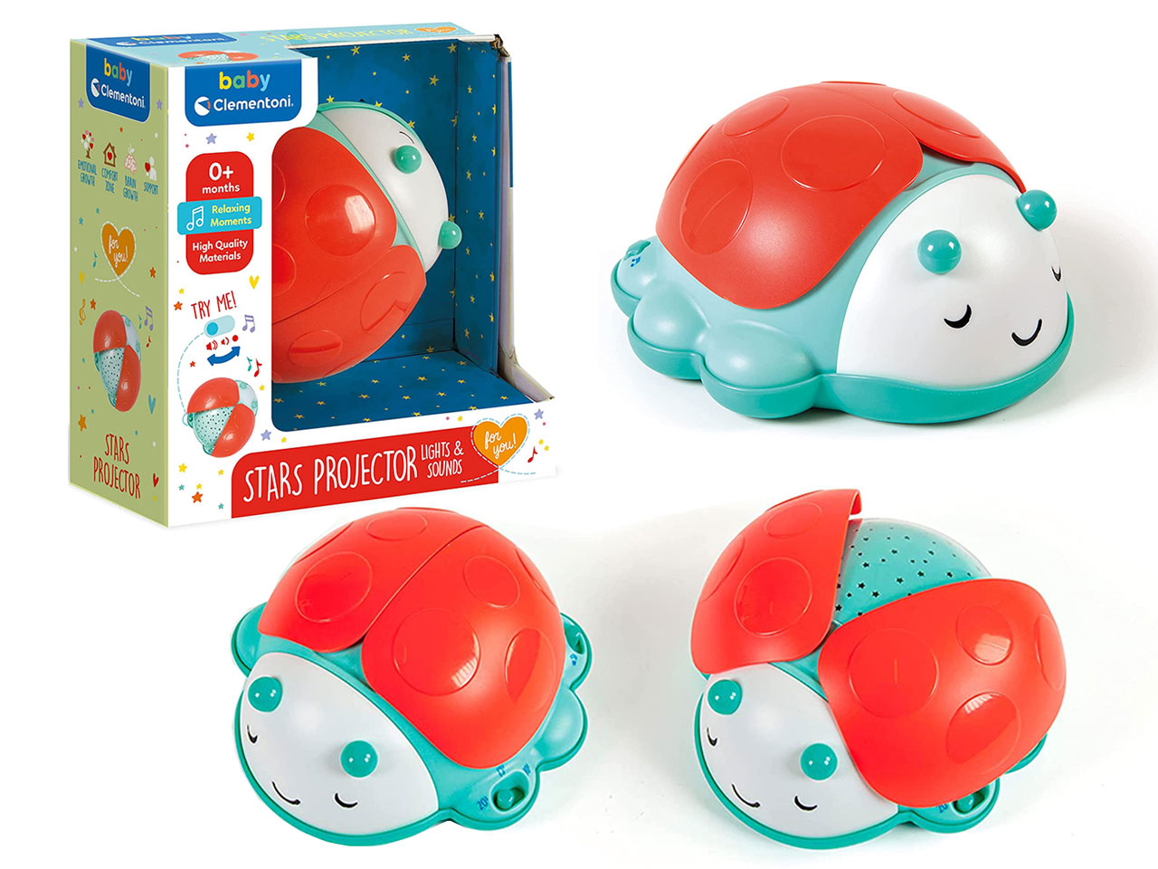 Proiettore Coccinella Stars Projector Light & Sounds Luce Notturna - Clementoni