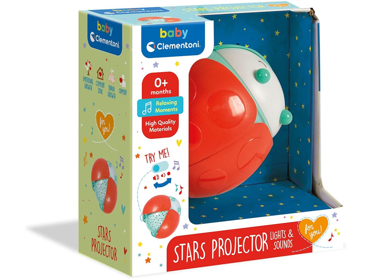 Proiettore Coccinella Stars Projector Light & Sounds Luce Notturna - Clementoni