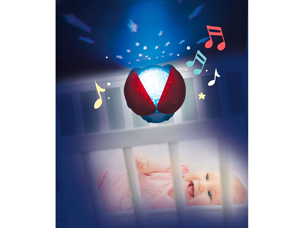 Proiettore Coccinella Stars Projector Light & Sounds Luce Notturna - Clementoni