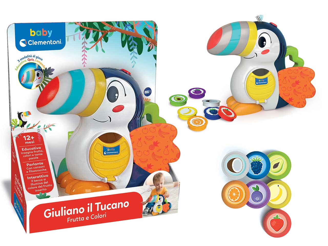 Gioco Educativo Parlante Giuliano il Tucano: Frutta e Colori - Clementoni