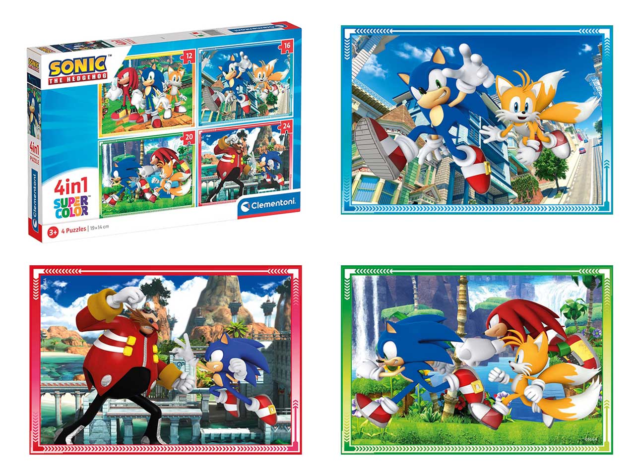 Supercolor Puzzle Sonic Puzzle Cartoni Animati 4 in 1 - Clementoni