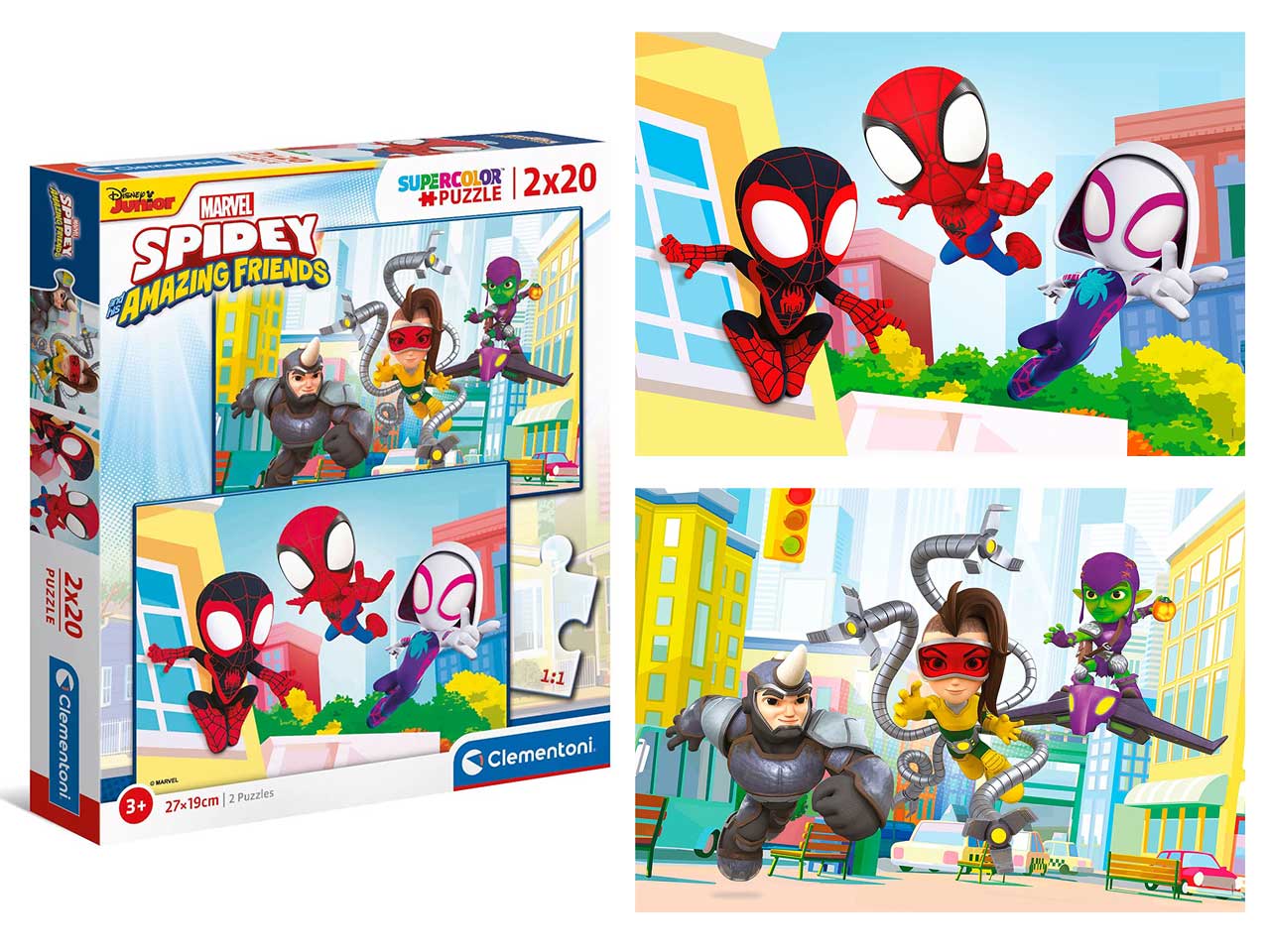 Supercolor Puzzle Spidey and His Amazing Friends Puzzle Bambini 2x20 pezzi - Clementoni